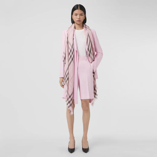 BURBERRY 巴宝莉 女士轻盈格纹丝毛混纺围巾 格子 8055871 A2889 商品图3