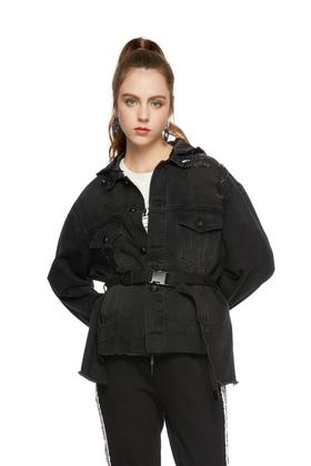 ELLA JADE 不规则连帽束腰外套 6235