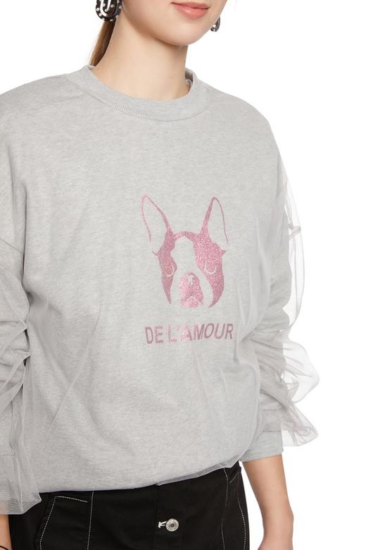 SUMMER & SAGE 网纱饰灰色套头上衣 6085 商品图3