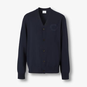 BURBERRY 巴宝莉 男士橡树叶徽章刺绣羊毛开衫 蓝色 8063637 B3590