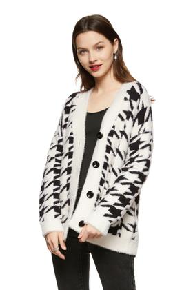 HAYES 千鸟格V领毛衣开衫 8763