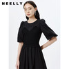NEELLY纳俪商场同款圆领春季黑色法式连衣裙女针织拼接A字大摆裙N23031Y01153 商品缩略图2