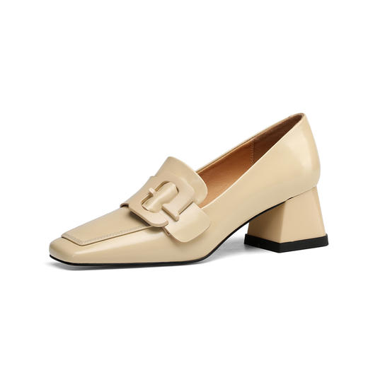 春季新款，开边珠牛皮方头中跟深口单鞋TZ-130 商品图12