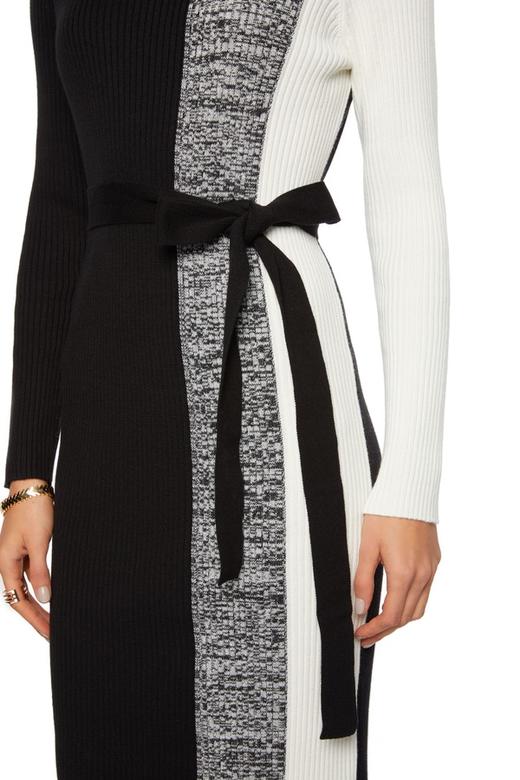 OSA欧莎 拼色束腰针织连衣裙 5132 商品图2