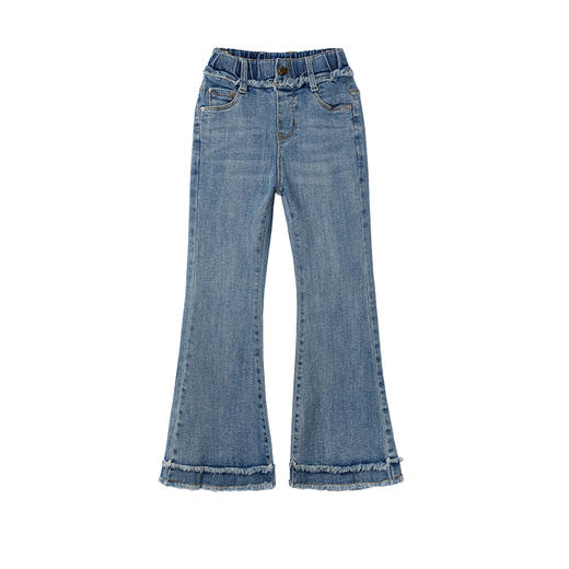 littletime女童牛仔裤春秋2023新款洋气时髦休闲裤潮浅色微喇叭裤 商品图3