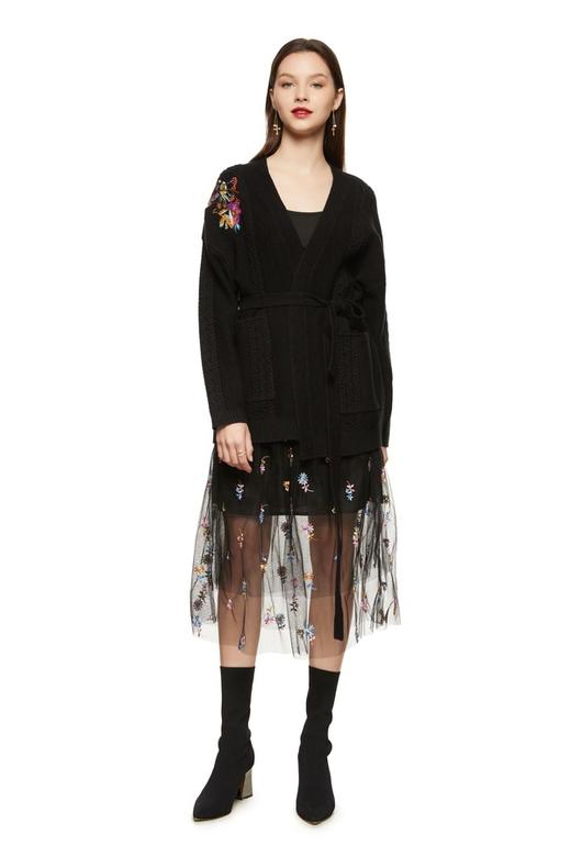 ANSUABEL 古典刺绣束腰针织开衫 8901 商品图0