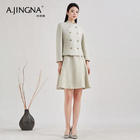 【积分兑换】阿菁娜时尚复古百搭双排扣立领猎装短外套A28C107006