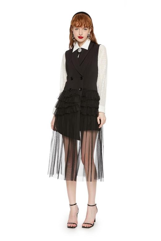 DOTACOKO 网纱拼接马甲连衣裙 5882 商品图0