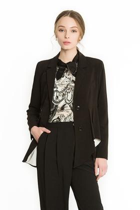 EMC亿美丞 黑色荷叶边西装外套 1130