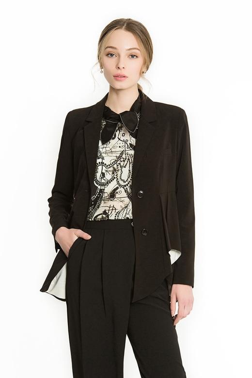 EMC亿美丞 黑色荷叶边西装外套 1130 商品图0