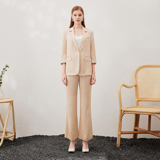 EITIE爱特爱夏季新款通勤时尚职业百搭显瘦印花直筒长裤女7005701 商品图3