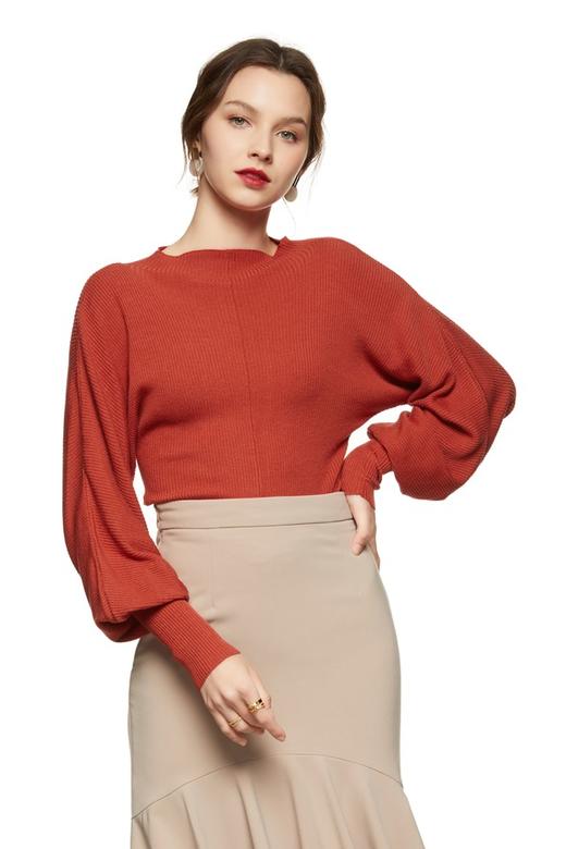 LNNNS 砖红色羊腿袖上衣 8766 商品图0