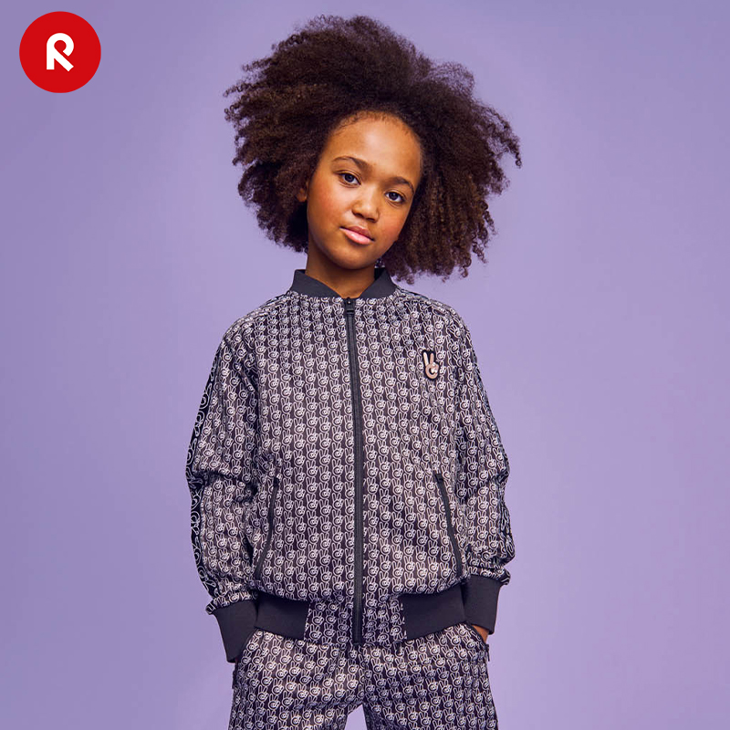 reima男女儿童大童卫衣春夏新款印花弹力速干外套