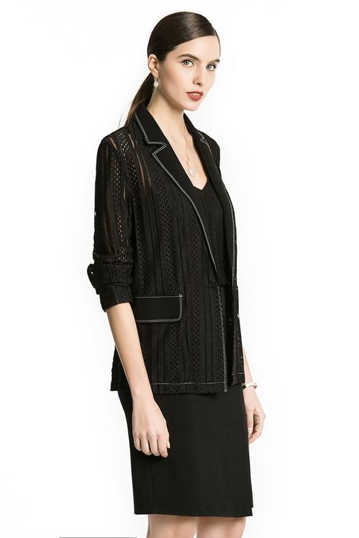 ROSEHOO 摩登感黑色镂空外套 1145 商品图1