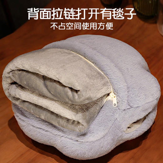 「三色可选！抱枕+毯子」抱枕被多功能卡通软萌猫爪三合一暖手手捂午睡靠垫法兰绒毯子居家布艺 商品图3