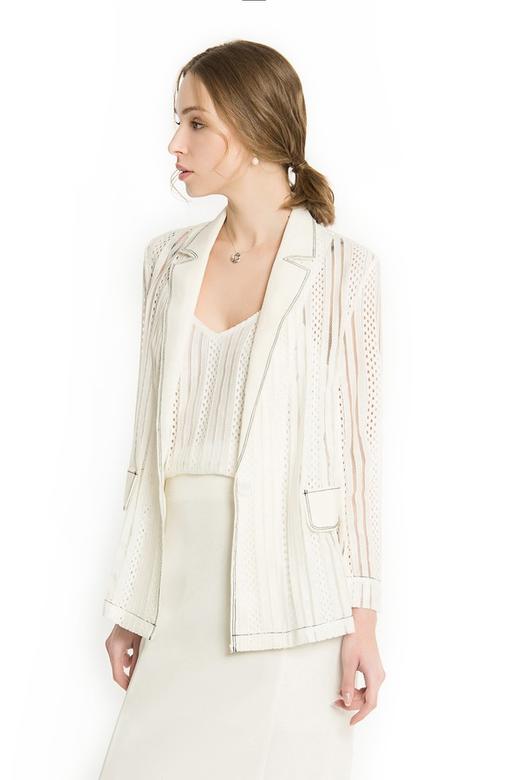 ROSEHOO 椰奶白镂空西装外套 1144 商品图1