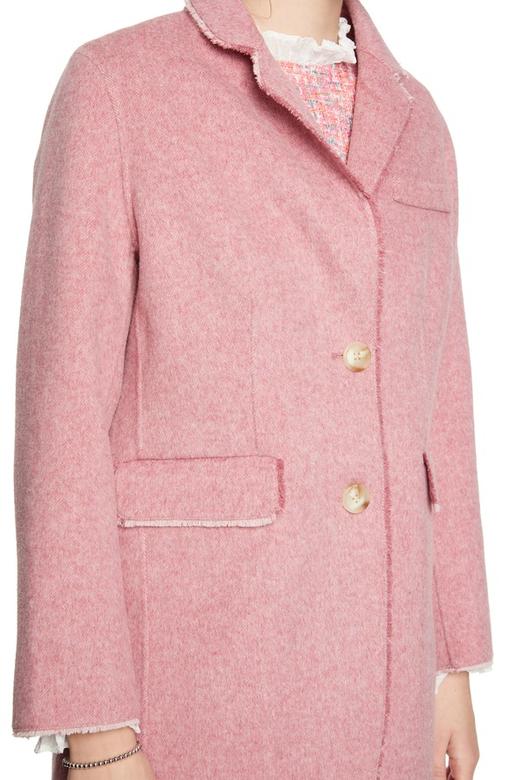 ELLA JADE 粉色流苏边羊毛大衣 4909 商品图2