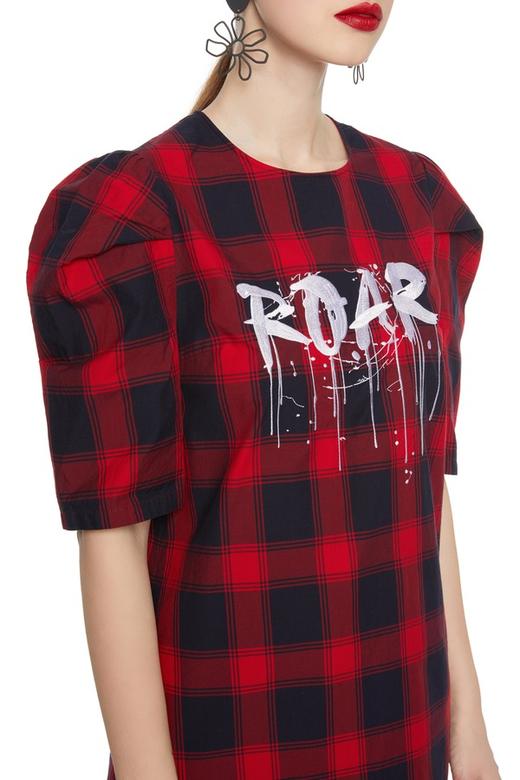 d'zzit 字母饰格纹连衣裙 5439 商品图2