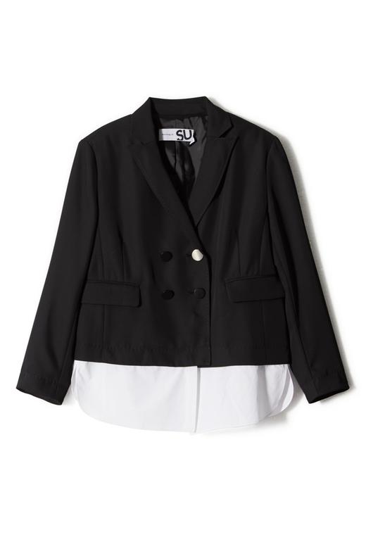玛丝菲尔·素 可拆拼接黑白西装外套 8711 商品图4