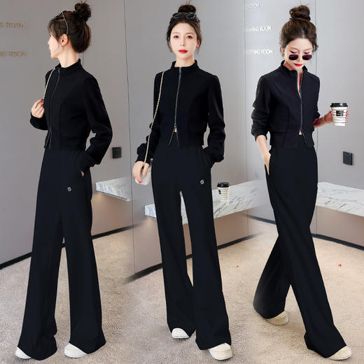 气质女神范休闲套装，减龄阔腿裤两件套套装HR-KJFA211-5-ZY 商品图3