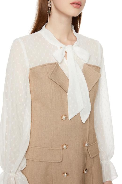 HAYES 拼接系带双排扣连衣裙 5960 商品图2