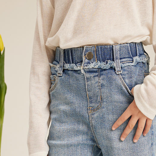 littletime女童牛仔裤春秋2023新款洋气时髦休闲裤潮浅色微喇叭裤 商品图2