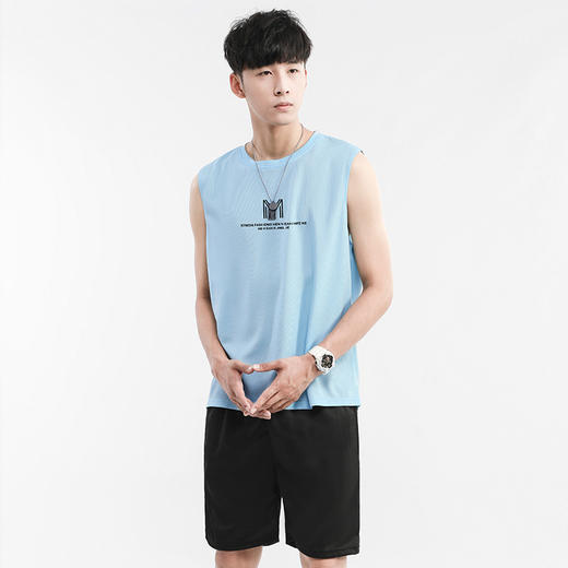 【夏季新款】背心男士外穿 夏季冰丝运动装 男跨栏坎肩无袖t恤健身马甲 商品图3