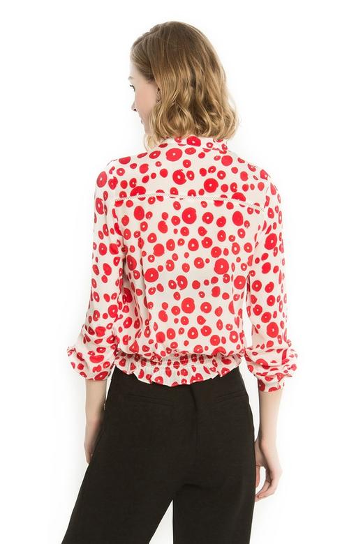 SINGLY 红色印花雪纺上衣 1168(蝴蝶结偏左设计) 商品图2