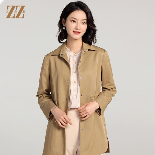 佐尔美2023春季新款 经典简约百搭收腰中长风衣女E23FZ08 商品图3