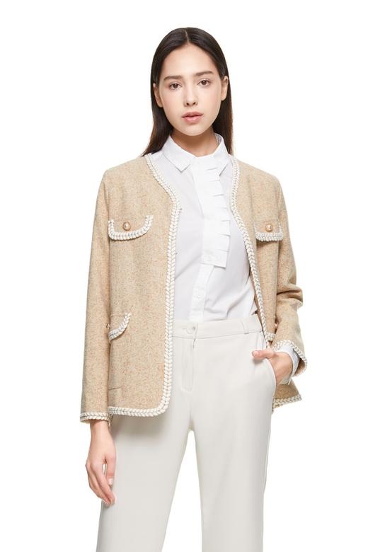 ESTELLICA 小香风编织边饰V领外套 8879 商品图0