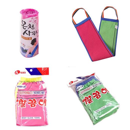【中欧班列精选4个】韩国原装进口 五色浴花 搓澡巾绿色 搓澡巾粉色 挂钩长条澡巾 沐浴用品 商品图0