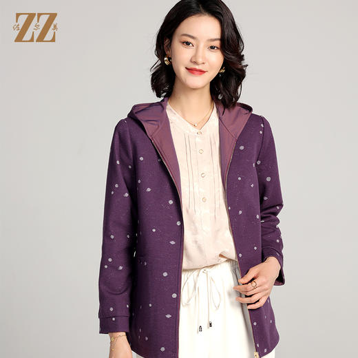 佐尔美2023春季新款 双面穿连帽波点上衣外套女E23SY02 商品图1