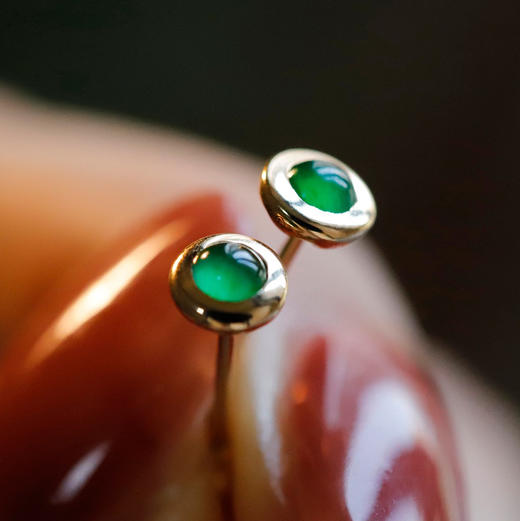 高冰种老坑帝王绿阳绿翡翠蛋面一对 商品图10