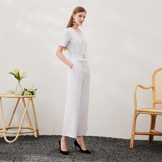 EITIE爱特爱春季新款时尚通勤百搭V领无袖收腰连体裤长裤女6907609 商品图2