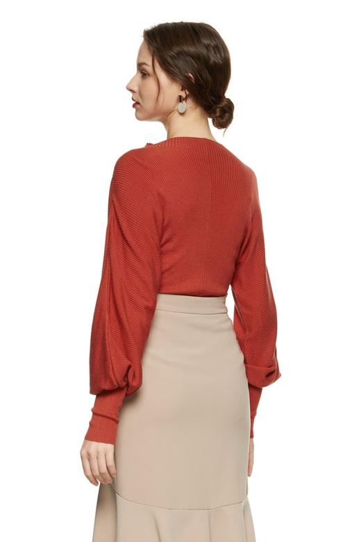 LNNNS 砖红色羊腿袖上衣 8766 商品图2