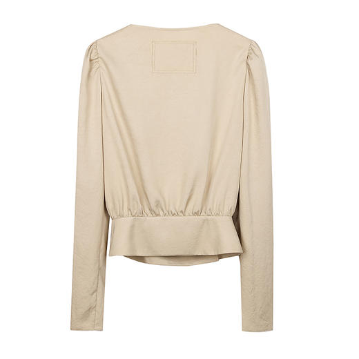 叠搭V领泡肩收腰上衣 商品图2