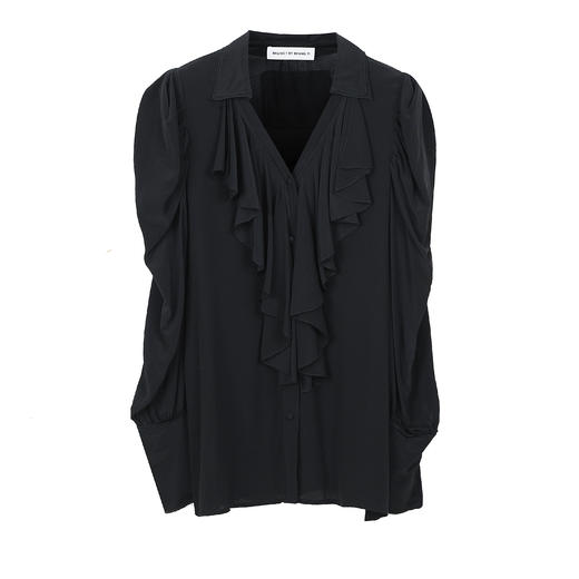 前胸花边泡泡袖衬衫 商品图0