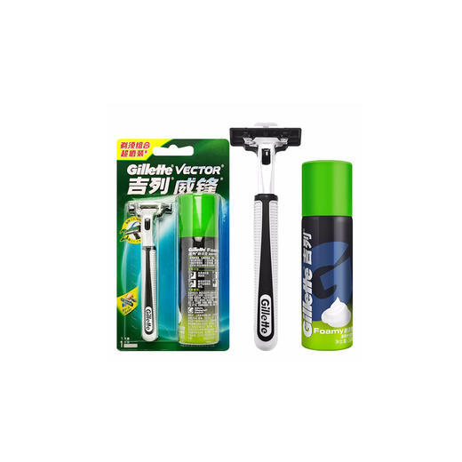 吉列威锋旋转双层1刀架+1刀片及剃须泡沫超值组合装 商品图0