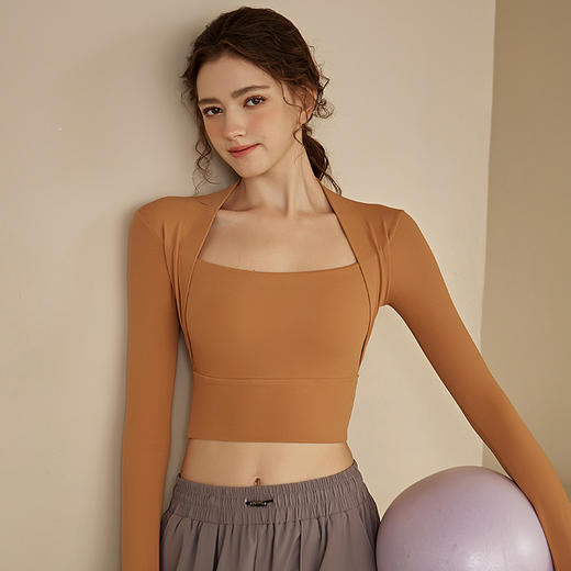 跃牌【化蝶双飞】系列带胸垫跑步普拉提训练运动健身服SYFTM0085（可拆胸垫） 商品图2