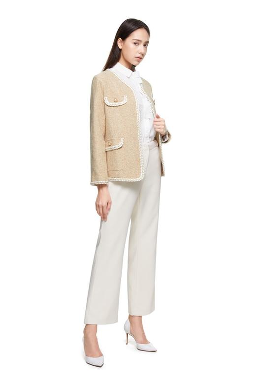 ESTELLICA 小香风编织边饰V领外套 8879 商品图1