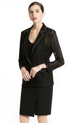 ROSEHOO 摩登感黑色镂空外套 1145