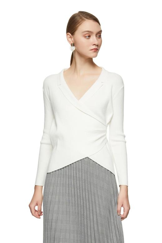 ELLA JADE 白色围裹式深V上衣 8728 商品图0
