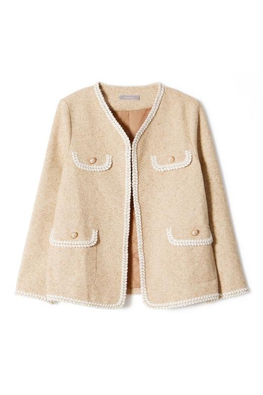 ESTELLICA 小香风编织边饰V领外套 8879 商品图4