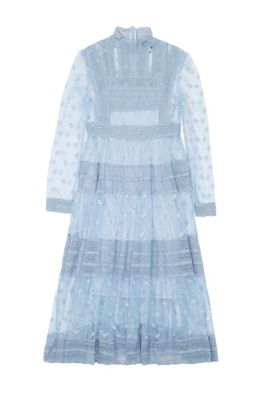 ONLY 浅蓝绣花半透明连衣裙 5863 商品图4