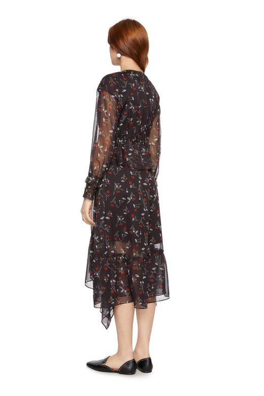 SUMMER & SAGE 花朵饰不规则V领连衣裙 5595 商品图1