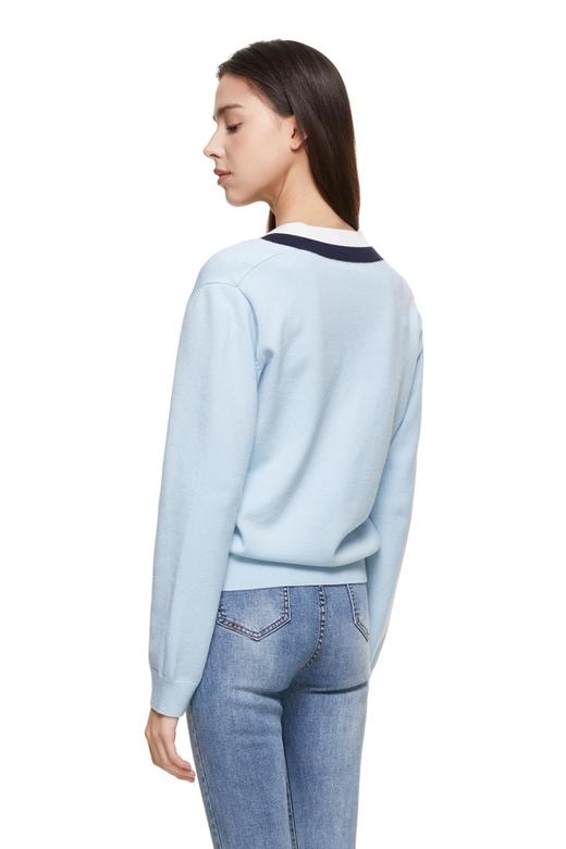 ELLA JADE 拼色V字条纹蓝色毛衫 8877 商品图2