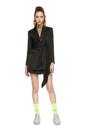 AUGUST 1 EIGHT 系带束腰黑色西装外套 5713