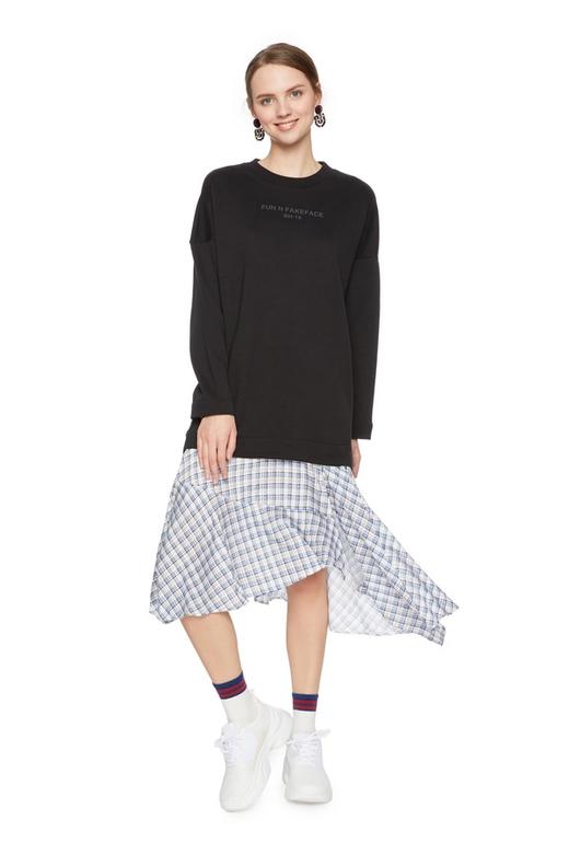 BASIC HOUSE 格纹拼接卫衣连衣裙 5866 商品图0