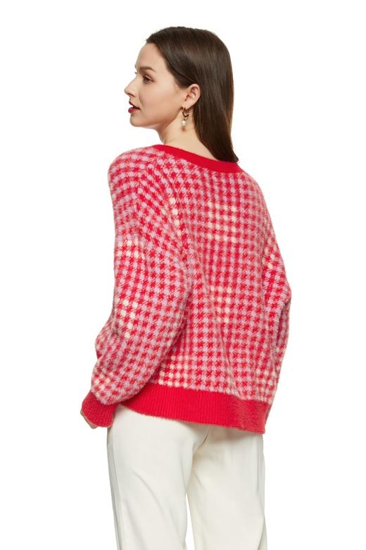 HAYES 红色格纹V领外套 8768 商品图2