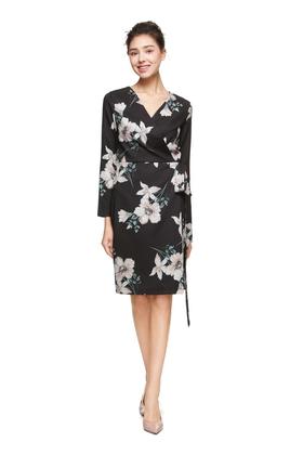 ELLA JADE V领束腰印花连衣裙 8886